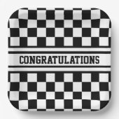 Racing Checkered Sieger Flag Schwarz-Weiß Pappteller (Vorderseite)