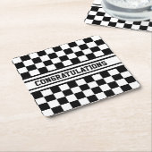 Racing Checkered Sieger Flag Schwarz-Weiß Rechteckiger Pappuntersetzer (angewinkelt)