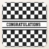 Racing Checkered Sieger Flag Schwarz-Weiß Rechteckiger Pappuntersetzer (Vorderseite)