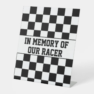 Racing Checkered Sieger Flag Schwarz-Weiß Sockelschild