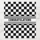 Racing Checkered Sieger Flag Schwarz-Weiß Weinetikett (Einzelnes Label)