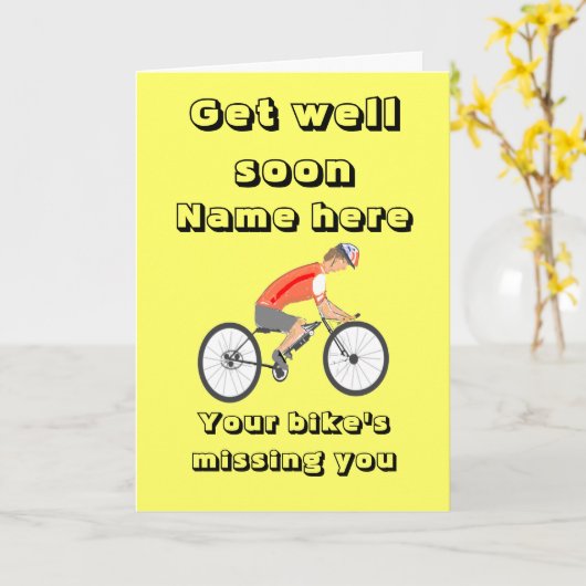 Racing Cyclist, add text Karte (Gelbe Blume)