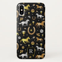 Racing Derby Day Black Gold Muster Monogram