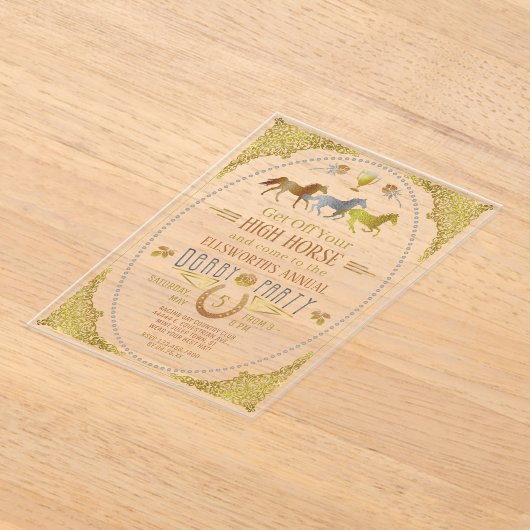 Racing Derby Day Party Art Deco Acryleinladungen (Ablage )