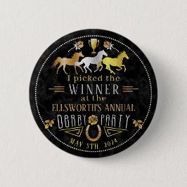Racing Derby Day Party Art Deco Gewinner Preis Button