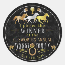 Racing Derby Day Party Art Deco Gewinner Preis Runder Aufkleber