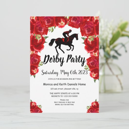 Racing Derby Day Party Einladung (Stehend Vorderseite)