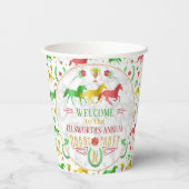 Racing Derby Day Party Farbenfrohe Begrüßung Pappbecher (Rückseite)