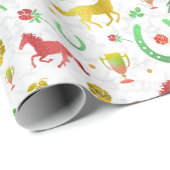 Racing Derby Day Party farbenfrohe Muster Geschenkpapier (Rolleneckpunkt)