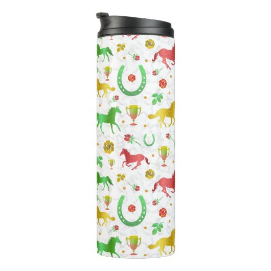 Racing Derby Day Party farbenfrohe Muster Thermosbecher (Nach rechts gedreht)