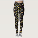 Racing Derby Day Party Schwarzes Gold Muster Leggings<br><div class="desc">Feiern Sie Ihr Lieblingspferderby mit diesem wunderschönen Muster. Das sich wiederholende Design ist in den Farben Gold,  Silber und Bronze auf schwarz mit einem leichten Marmoreffekt. Das verzierte Muster umfasst Pferde,  Trophäen,  Hufeisen und Rose. Kontaktieren Sie FancyCelebration für Änderungen. Entsprechende Party-Angebote und mehr hier: https://www.zazzle.com/collections/horse_racing_derby_day_party_collection-119108502832802144</div>