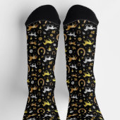 Racing Derby Day Party Schwarzes Gold Muster Socken (Oben)
