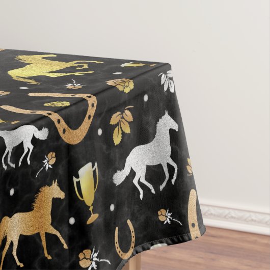 Racing Derby Day Party Schwarzes Gold Muster Tischdecke (Beispiel)