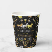Racing Derby Day Party Schwarzes Gold Willkommen Pappbecher (Vorderseite)