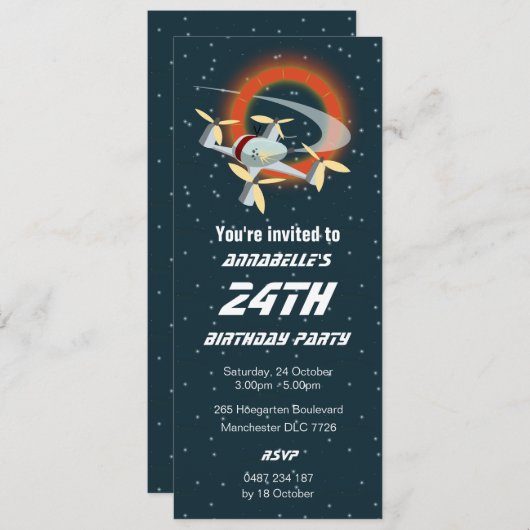 Racing-Drohne Einladung (Vorne/Hinten)