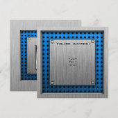 Racing Flag mit gepinseltem Metallaussehen Einladung (Vorne/Hinten)