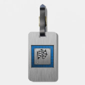 Racing Flag mit gepinseltem Metallaussehen Gepäckanhänger (Rückseite vertikal)