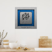 Racing Flag mit gepinseltem Metallaussehen Poster (Küche)