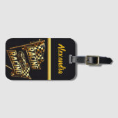 Racing-Flaggen verkörpern die Spannung des Wettbew Gepäckanhänger (Vorderseite (Horizontal))