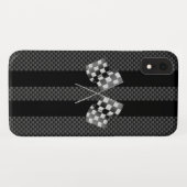 Racing Flags auf Carbon Fibre Black Stripes Case-Mate iPhone Hülle (Rückseite (Horizontal))