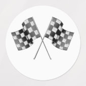 Racing Flags auf Carbon Fibre Black Stripes Etiketten (Design 1)