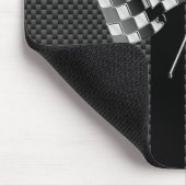 Racing Flags auf schwarzem Streifen Carbon Fibre S Mousepad (Ecke)