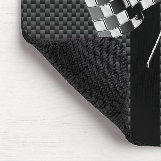 Racing Flags auf schwarzem Streifen Carbon Fibre S Mousepad (Ecke)