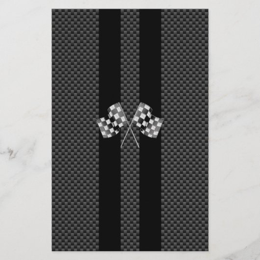 Racing Flags auf Streifen Carbon Fibre wie Style Briefpapier (Vorderseite)