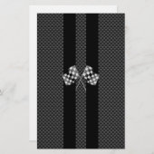 Racing Flags auf Streifen Carbon Fibre wie Style Briefpapier (Vorne/Hinten)