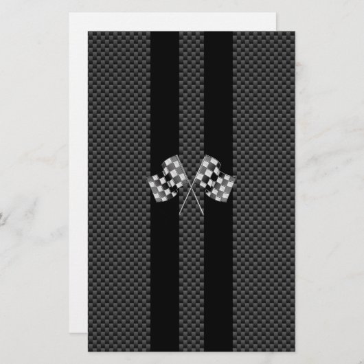 Racing Flags auf Streifen Carbon Fibre wie Style Briefpapier (Vorne/Hinten)
