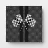 Racing Flags auf Streifen Carbon Fibre wie Style Fotoplatte (Vorderseite)
