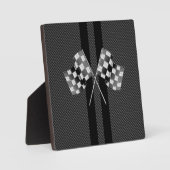 Racing Flags auf Streifen Carbon Fibre wie Style Fotoplatte (Vorderseite)