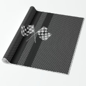 Racing Flags auf Streifen Carbon Fibre wie Style Geschenkpapier (Ungerollt)