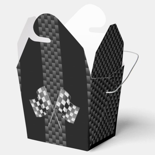 Racing Flags auf Streifen Carbon Fibre wie Style Geschenkschachtel (Geöffnet)