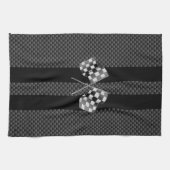 Racing Flags auf Streifen Carbon Fibre wie Style Geschirrtuch (Horizontal)