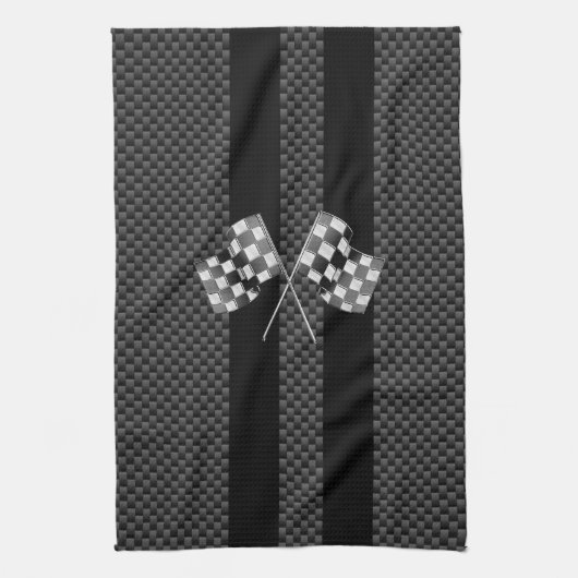 Racing Flags auf Streifen Carbon Fibre wie Style Geschirrtuch (Vertikal)