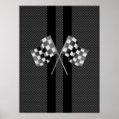 Racing Flags auf Streifen Carbon Fibre wie Style Poster (Vorne)