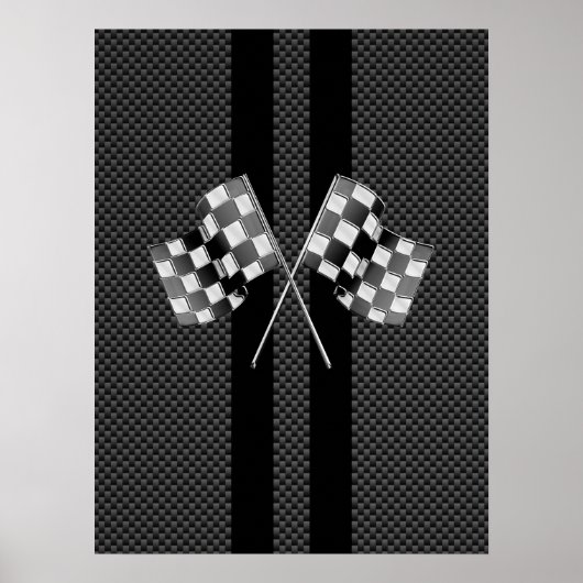 Racing Flags auf Streifen Carbon Fibre wie Style Poster (Vorne)