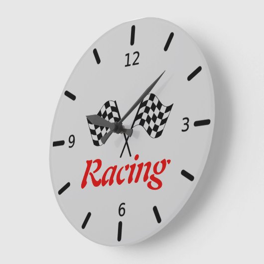 Racing Flags Bold Lettering Große Wanduhr (Winkel)