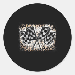 Racing Flags Racer Race Leopard Grunge Runder Aufkleber