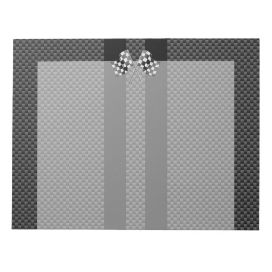 Racing Flags Stripes im Carbon Fibre Style Dekor Notizblock (Vorderseite)