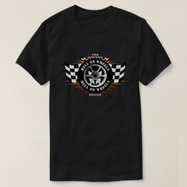 Racing Flames Wheels Checkered Flag Pro T-Shirt