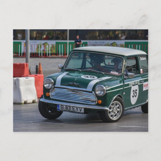 Racing Green Classic Mini Cooper Autokarte Postkarte (Vorderseite)
