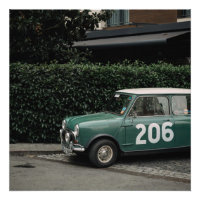 Racing Green Mini Cooper Vintage-Autoposter