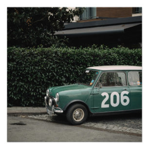Racing Green Mini Cooper Vintage-Autoposter Poster