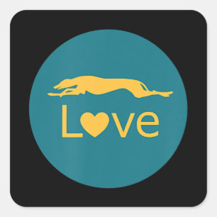 Racing Greyhound Liebe Quadratischer Aufkleber