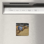 Racing Greyhound Square Magnet (In Situ (Geschirrspüler))