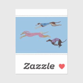 Racing Greyhounds with lead dog in Bunny suit Aufkleber