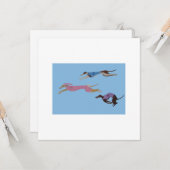 Racing Greyhounds with lead dog in Bunny suit Karte (Vorderseite/Rückseite Beispiel)