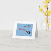 Racing Greyhounds with lead dog in Bunny suit Karte (Gelbe Blume)